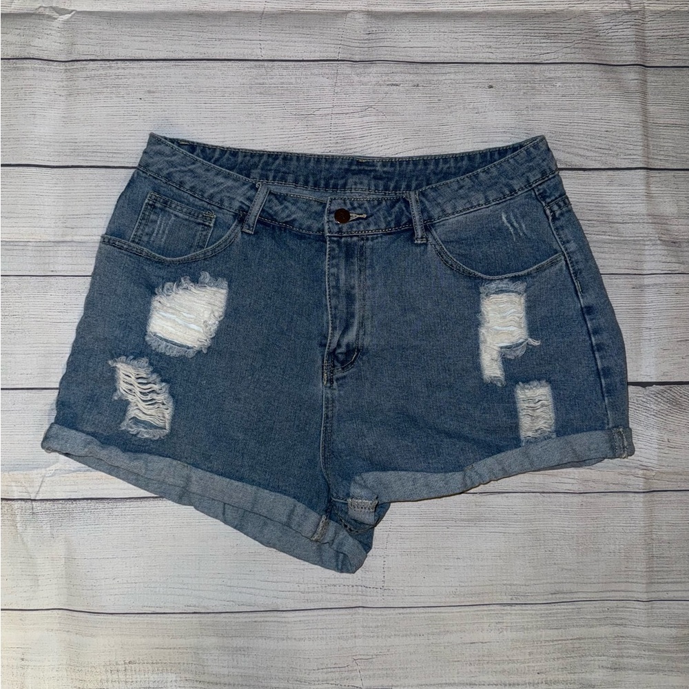 High Waist Ripped Jean Shorts